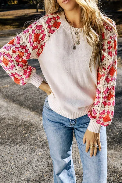 🌸 Flower Element Openwork Round Neck Sweater 🌸