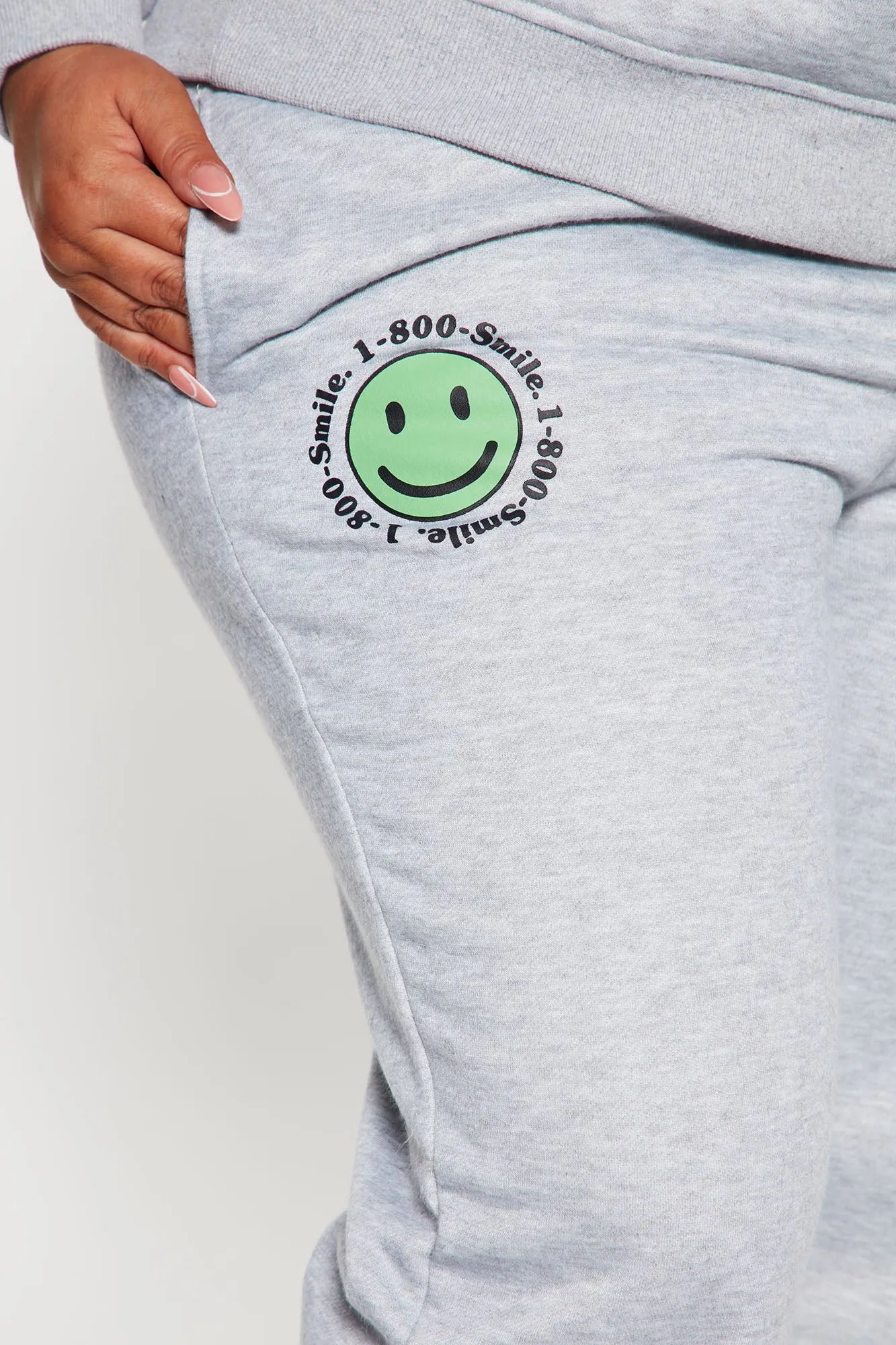 1 800 Smile Happy Face Sweatpants - Heather Grey