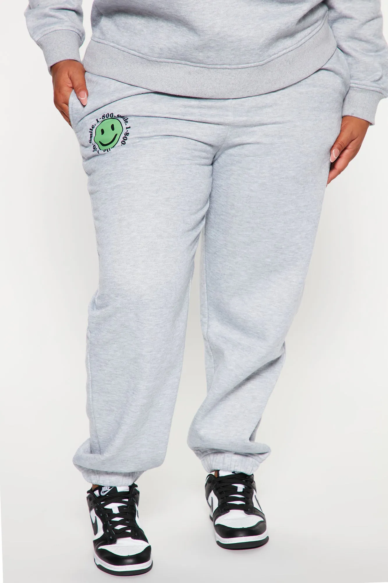 1 800 Smile Happy Face Sweatpants - Heather Grey