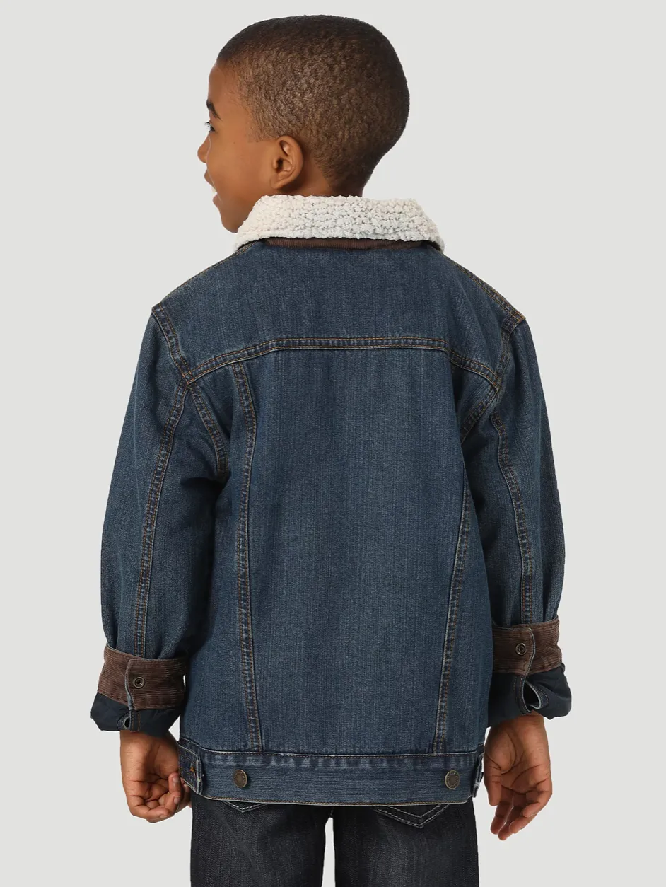 1084256RT - Kids Wrangler® Sherpa Lined Denim Jacket - Rustic Blue