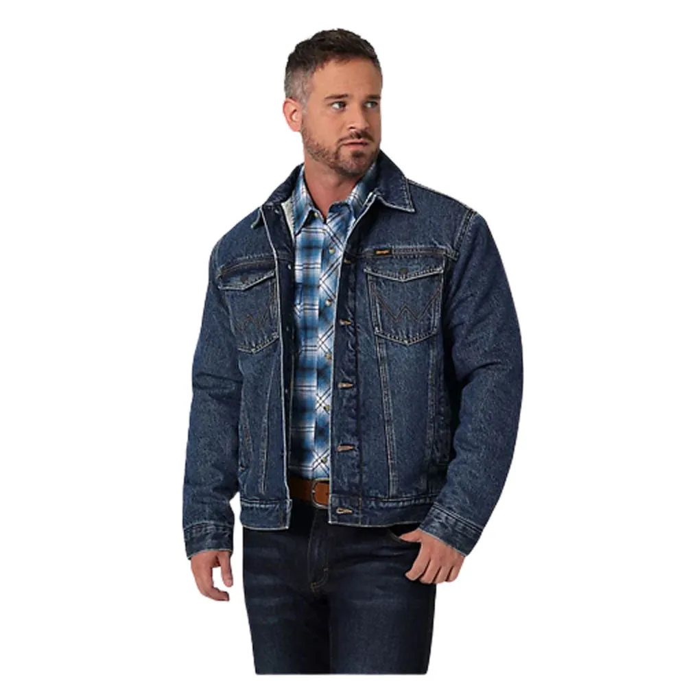 112335737 Wrangler Men's Retro Sherpa Lined Denim Jean Jacket - Blue Indigo