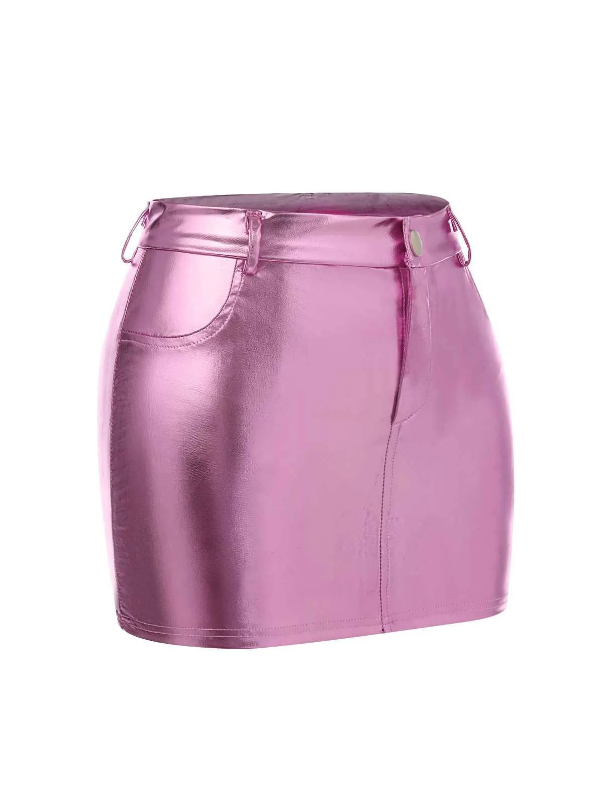 1960s High Waist Shiny Metallic Mini Skirt