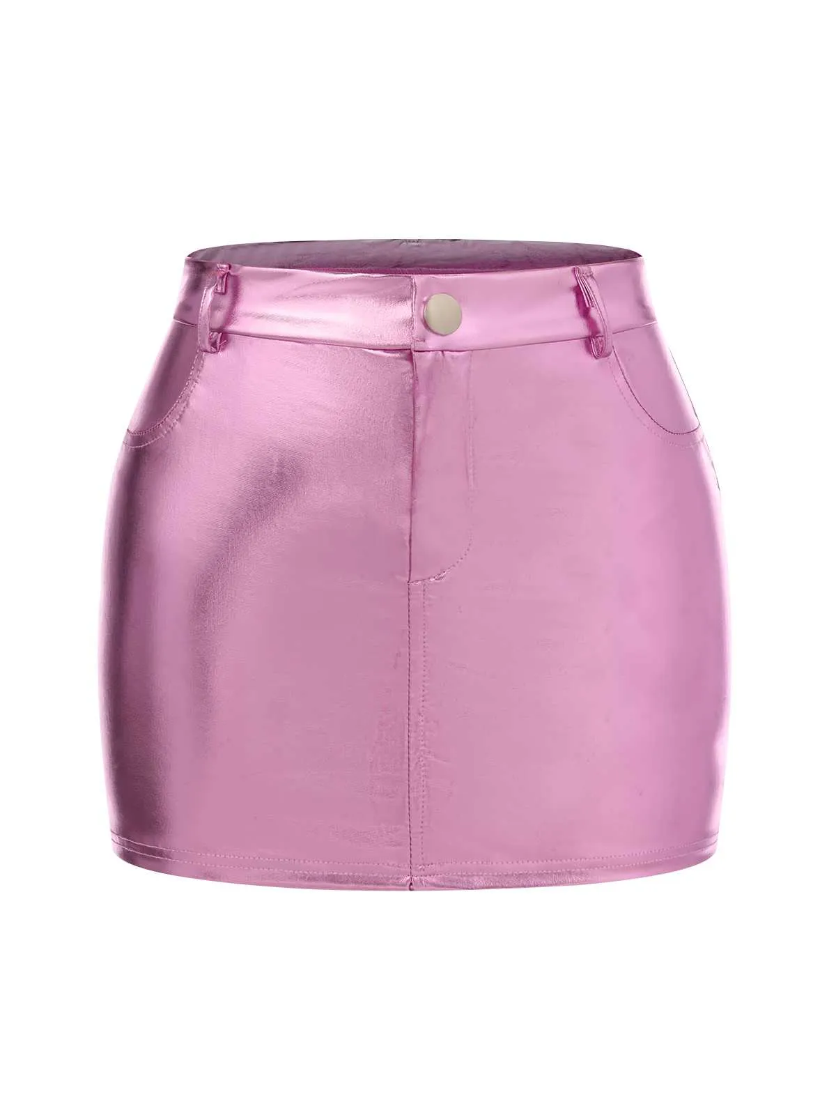 1960s High Waist Shiny Metallic Mini Skirt