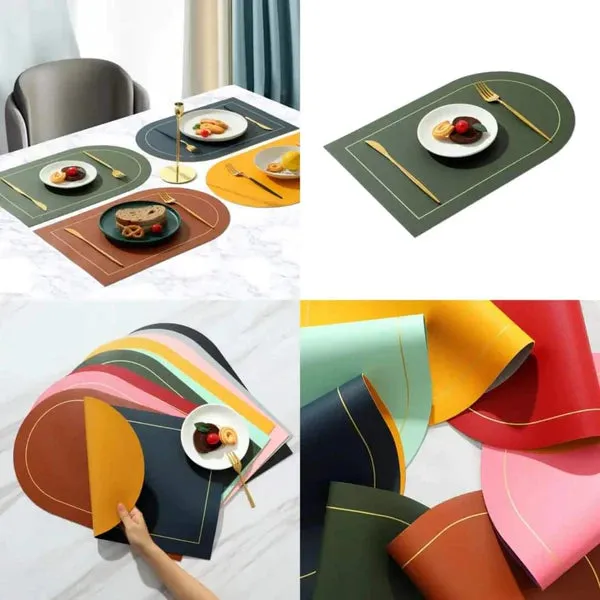 6pcs Nordic Leather Anti-Slip Table Mats