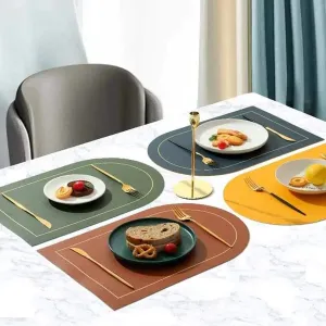 6pcs Nordic Leather Anti-Slip Table Mats