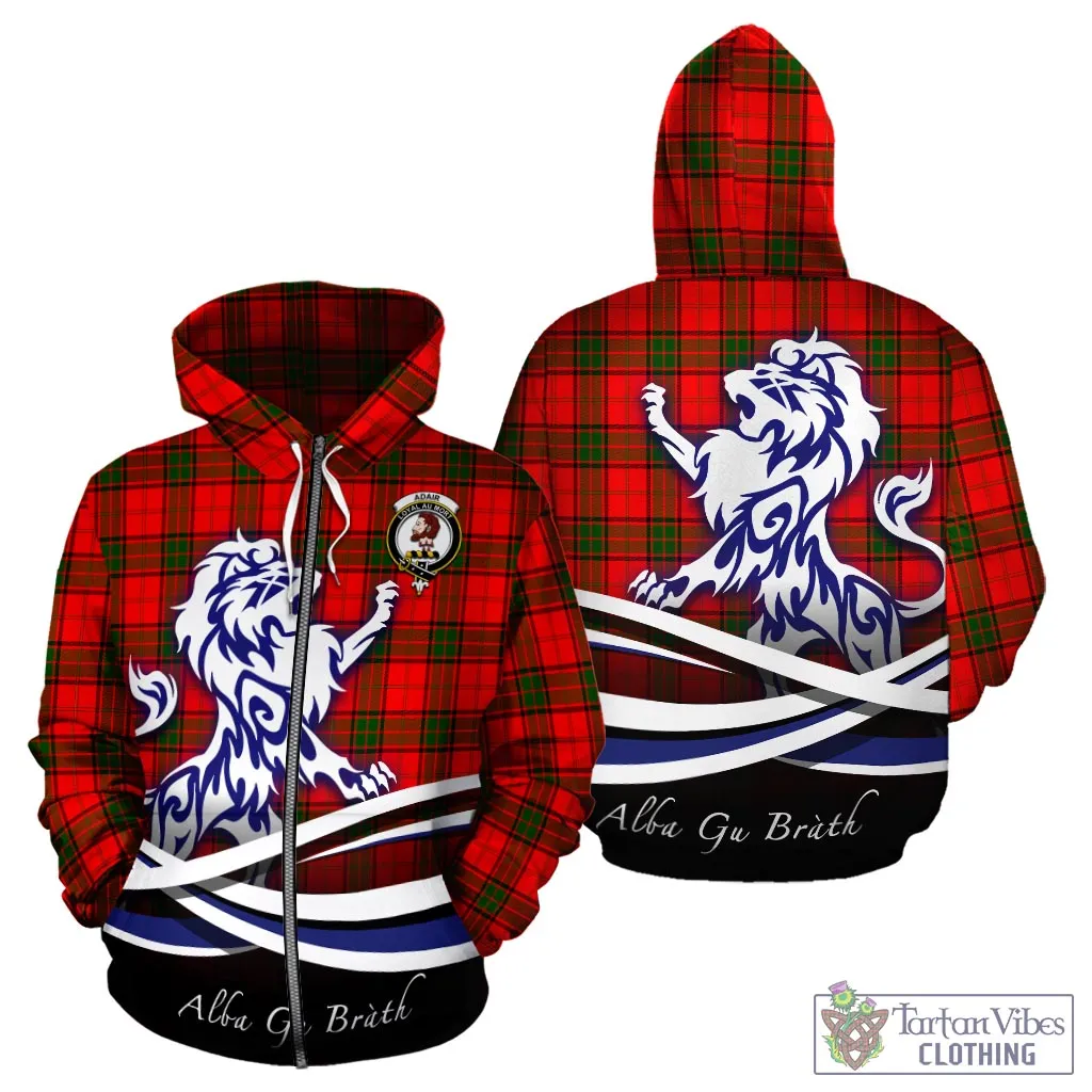 Adair Tartan Hoodie with Alba Gu Brath Regal Lion Emblem