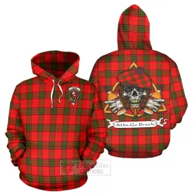 Adair Tartan Hoodie with Family Crest and Bearded Skull Holding Bottles of Whiskey