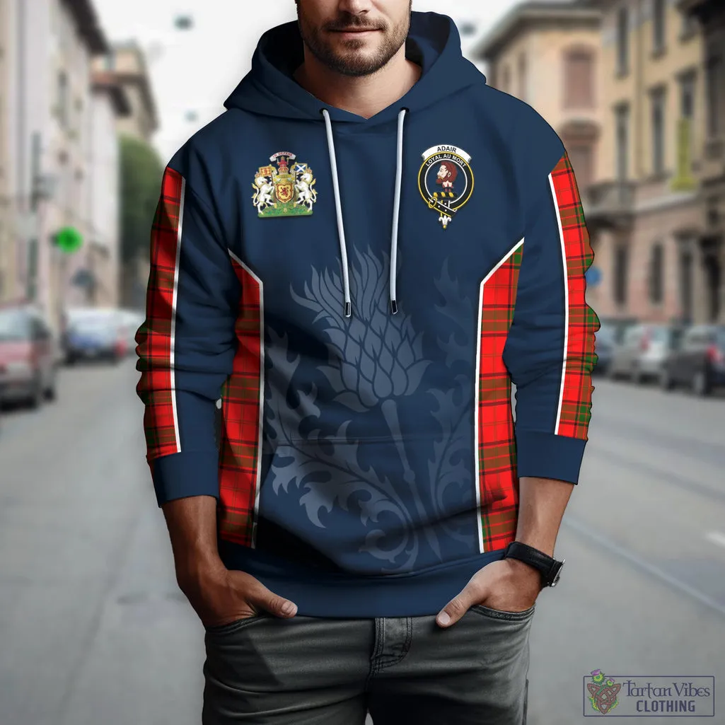 Adair Tartan Hoodie with Family Crest and Scottish Thistle Vibes Sport Style