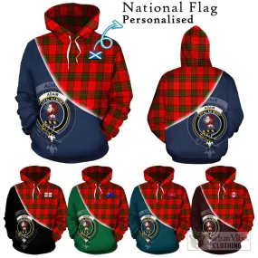 Adair Tartan Hoodie with Personalised National Flag and Family Crest Half Style