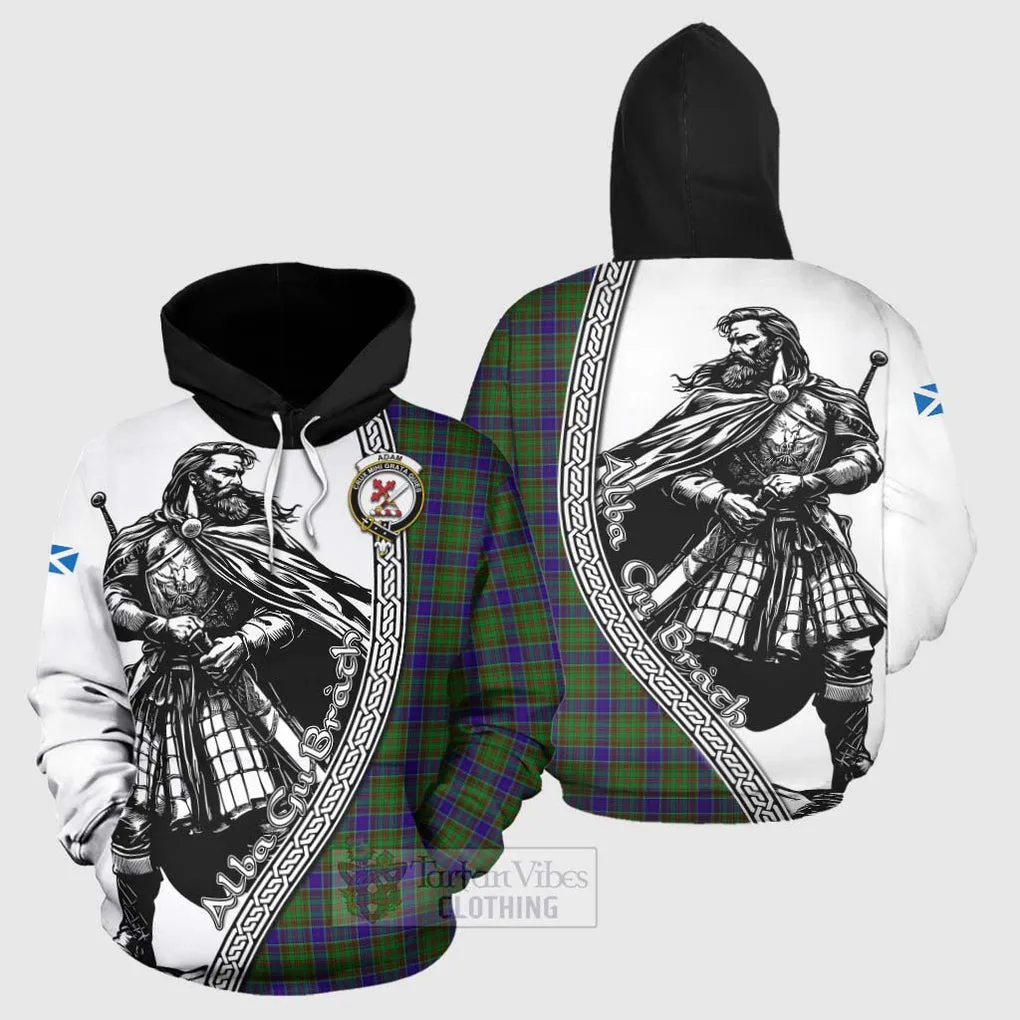 Adam Tartan Clan Crest Hoodie with Highlander Warrior Celtic Style