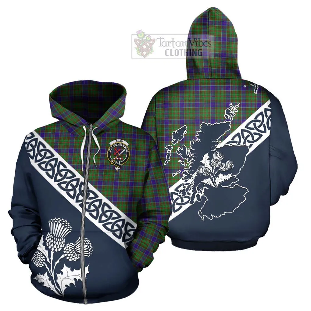 Adam Tartan Hoodie Featuring Thistle and Scotland Map