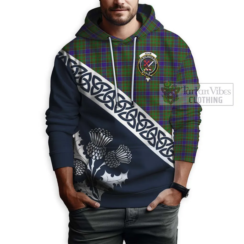 Adam Tartan Hoodie Featuring Thistle and Scotland Map