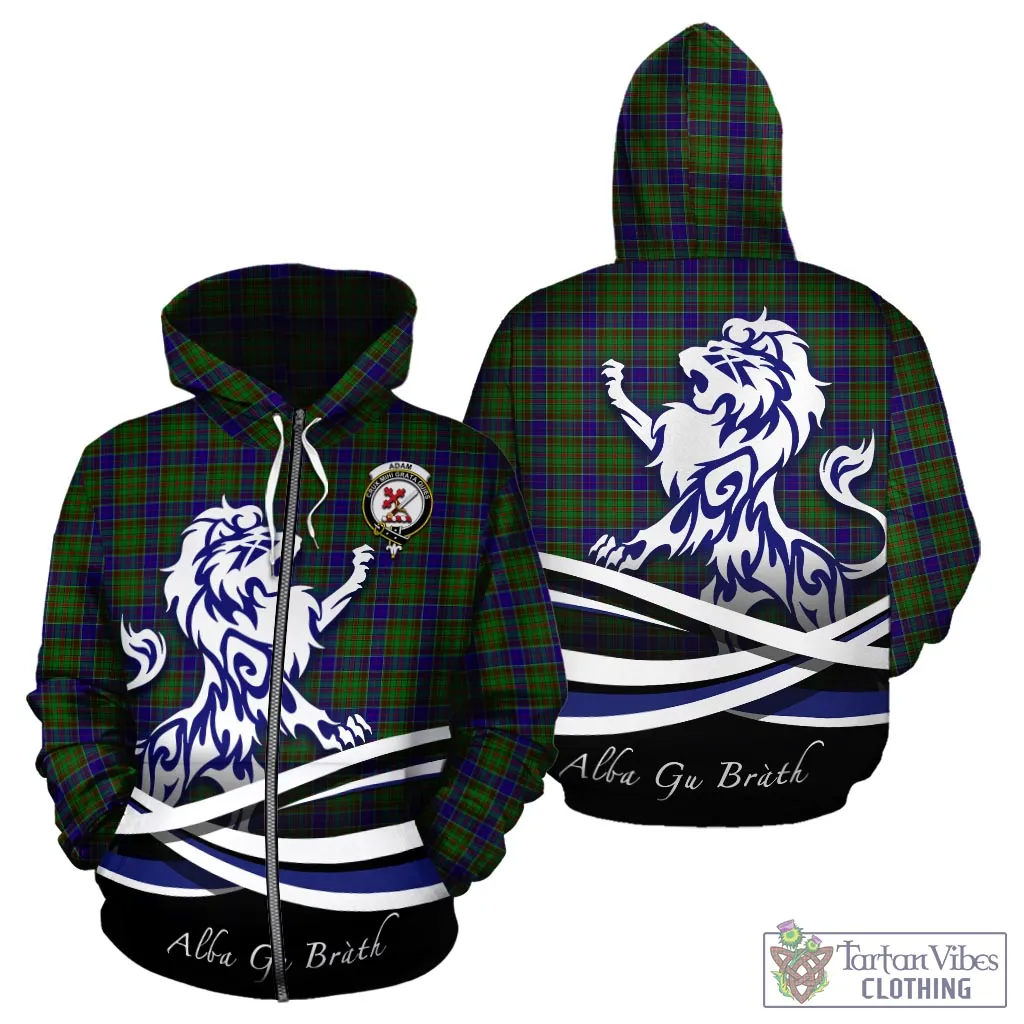 Adam Tartan Hoodie with Alba Gu Brath Regal Lion Emblem