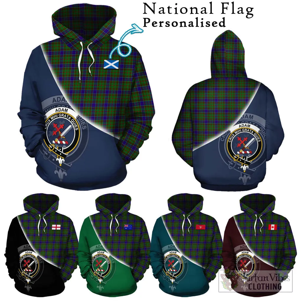 Adam Tartan Hoodie with Personalised National Flag and Family Crest Half Style