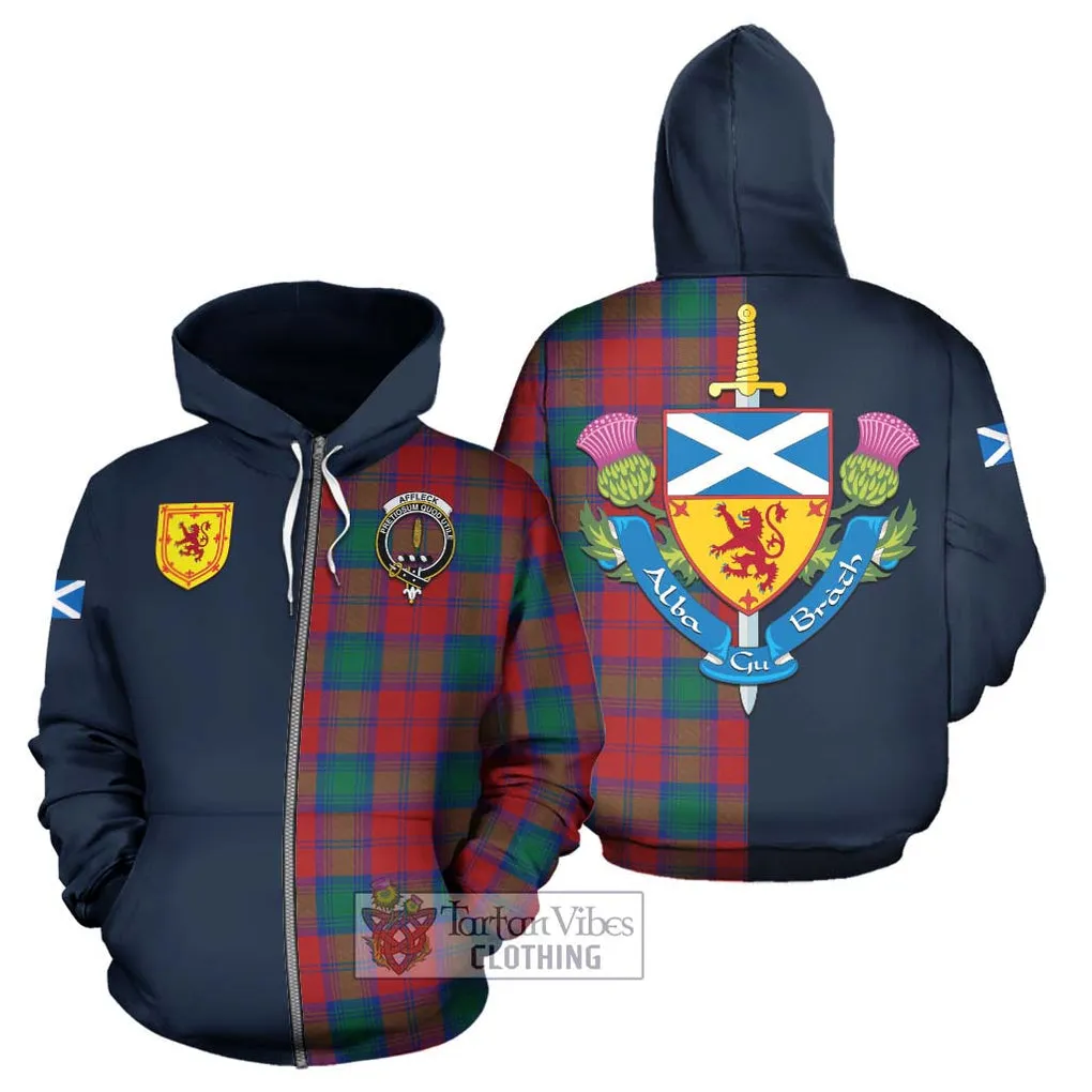 Affleck Tartan Hoodie Alba with Scottish Lion Royal Arm Half Style