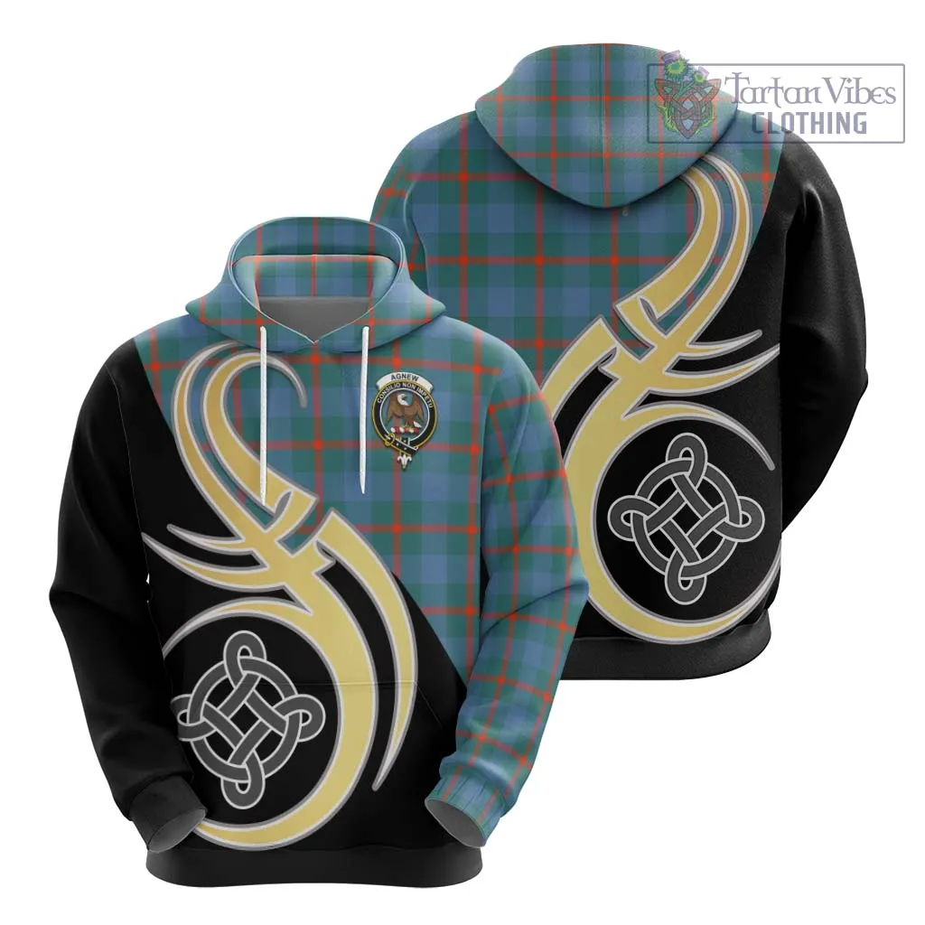 Agnew Ancient Tartan Hoodie with Family Crest and Celtic Symbol Style