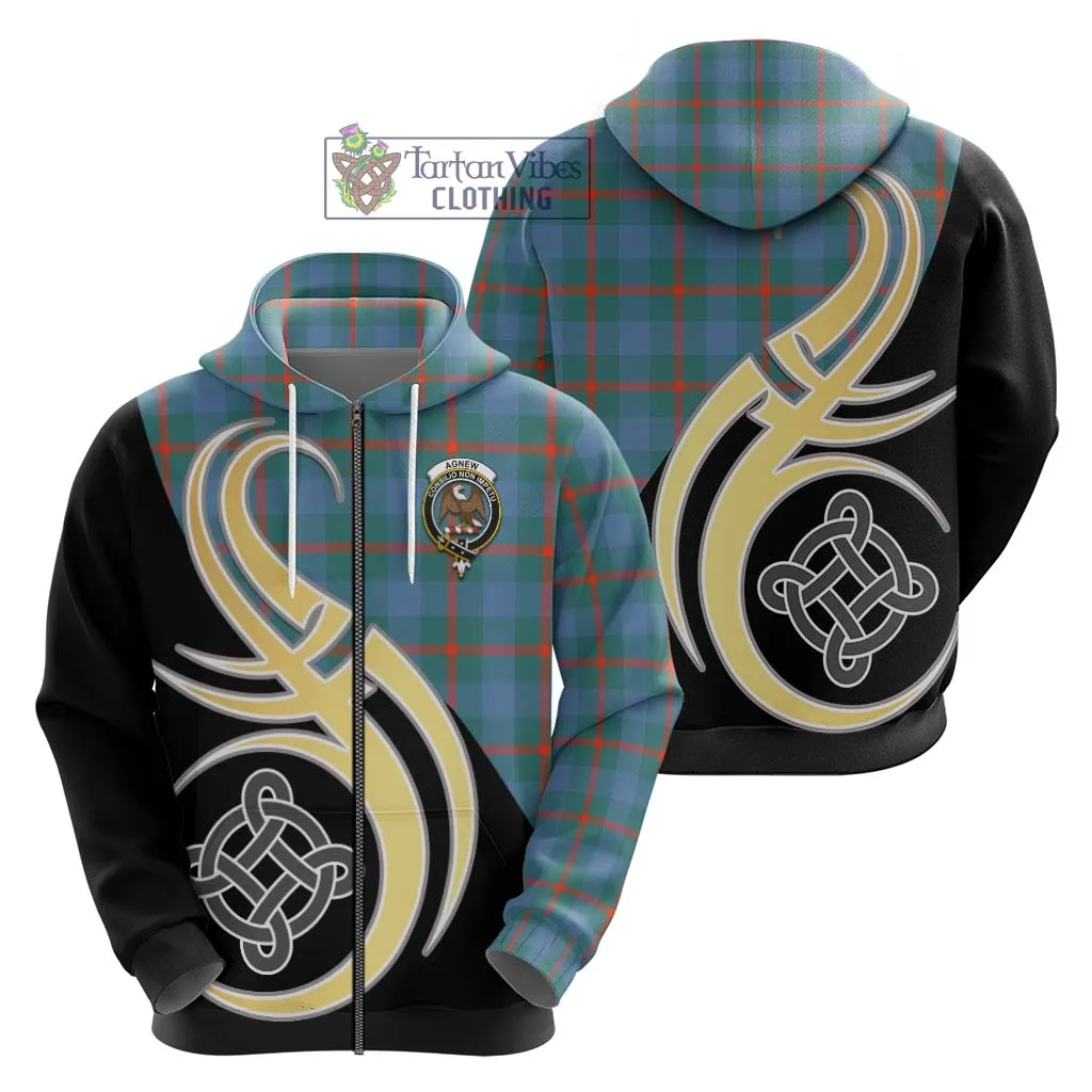 Agnew Ancient Tartan Hoodie with Family Crest and Celtic Symbol Style