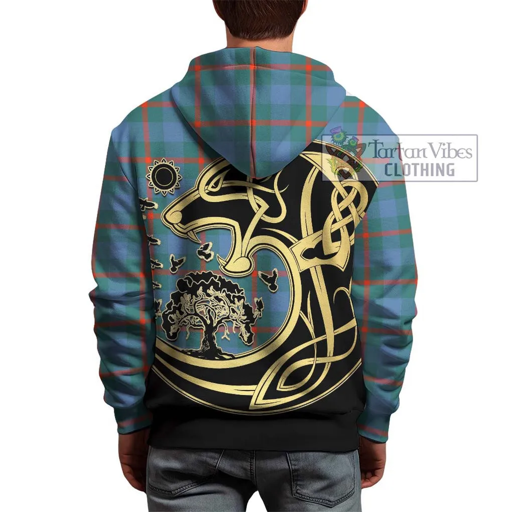 Agnew Ancient Tartan Hoodie with Family Crest Celtic Wolf Style