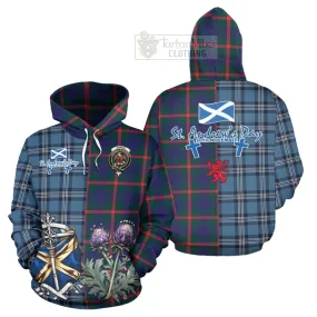 Agnew Tartan Hoodie Happy St. Andrew's Day Half Tartan Style