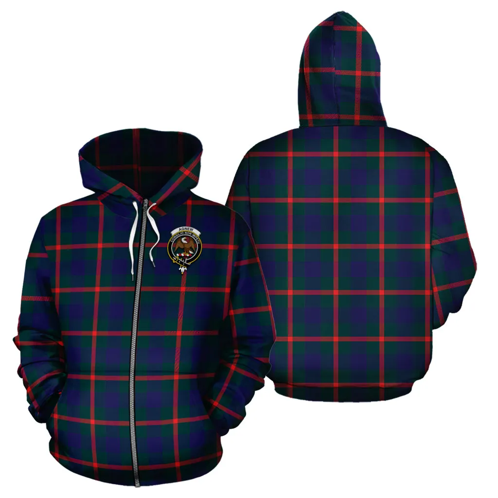 Agnew Tartan Hoodie with Family Crest