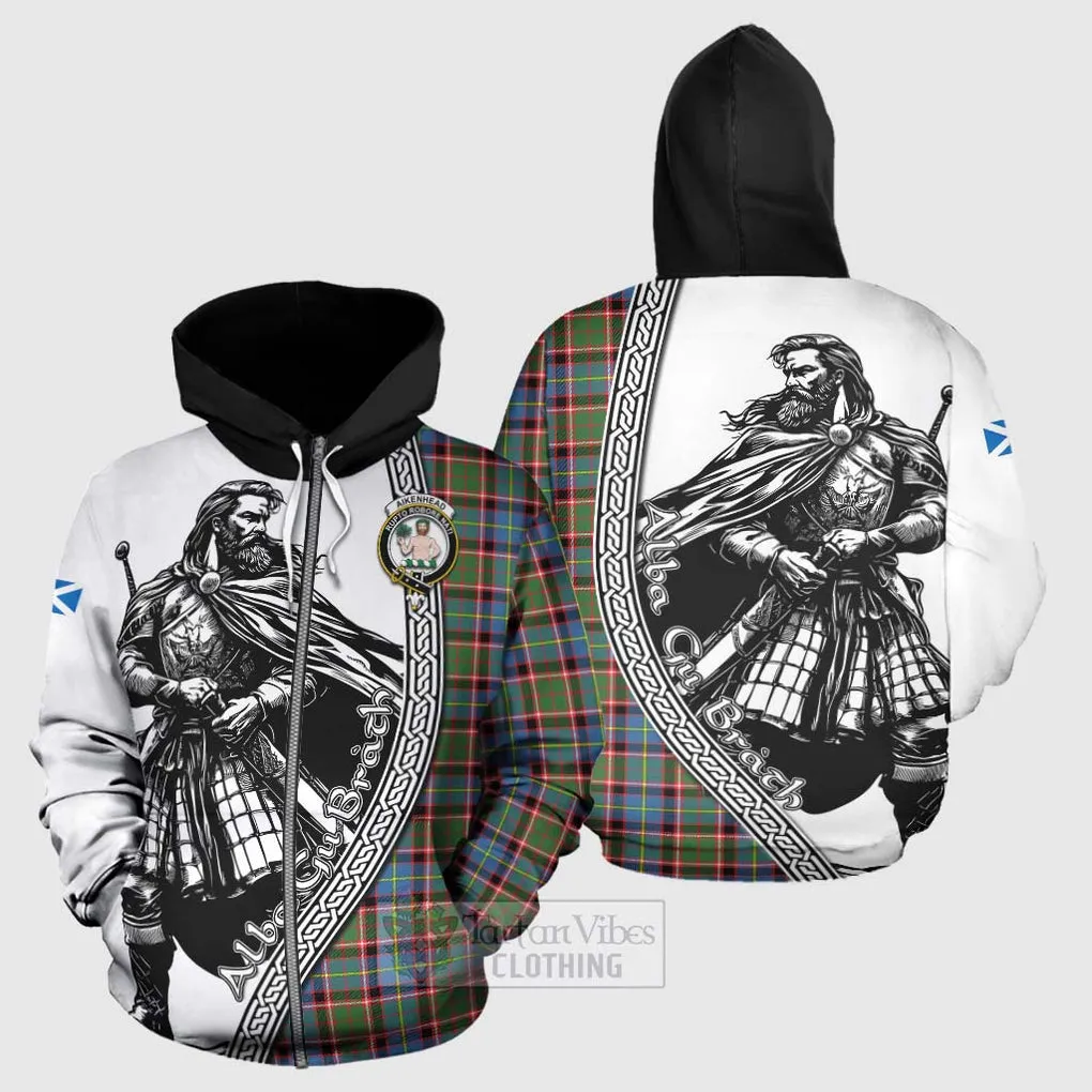 Aikenhead Tartan Clan Crest Hoodie with Highlander Warrior Celtic Style