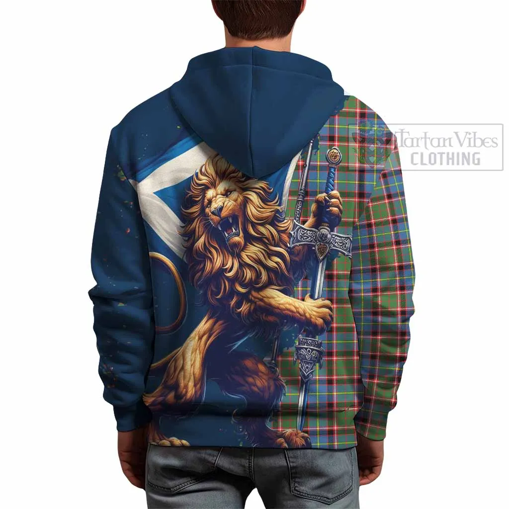 Aikenhead Tartan Family Crest Hoodie with Scottish Majestic Lion