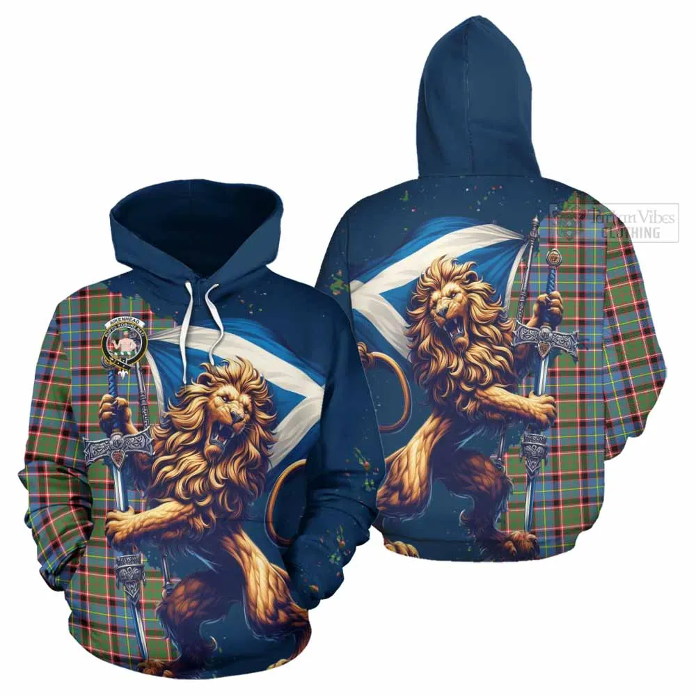 Aikenhead Tartan Family Crest Hoodie with Scottish Majestic Lion