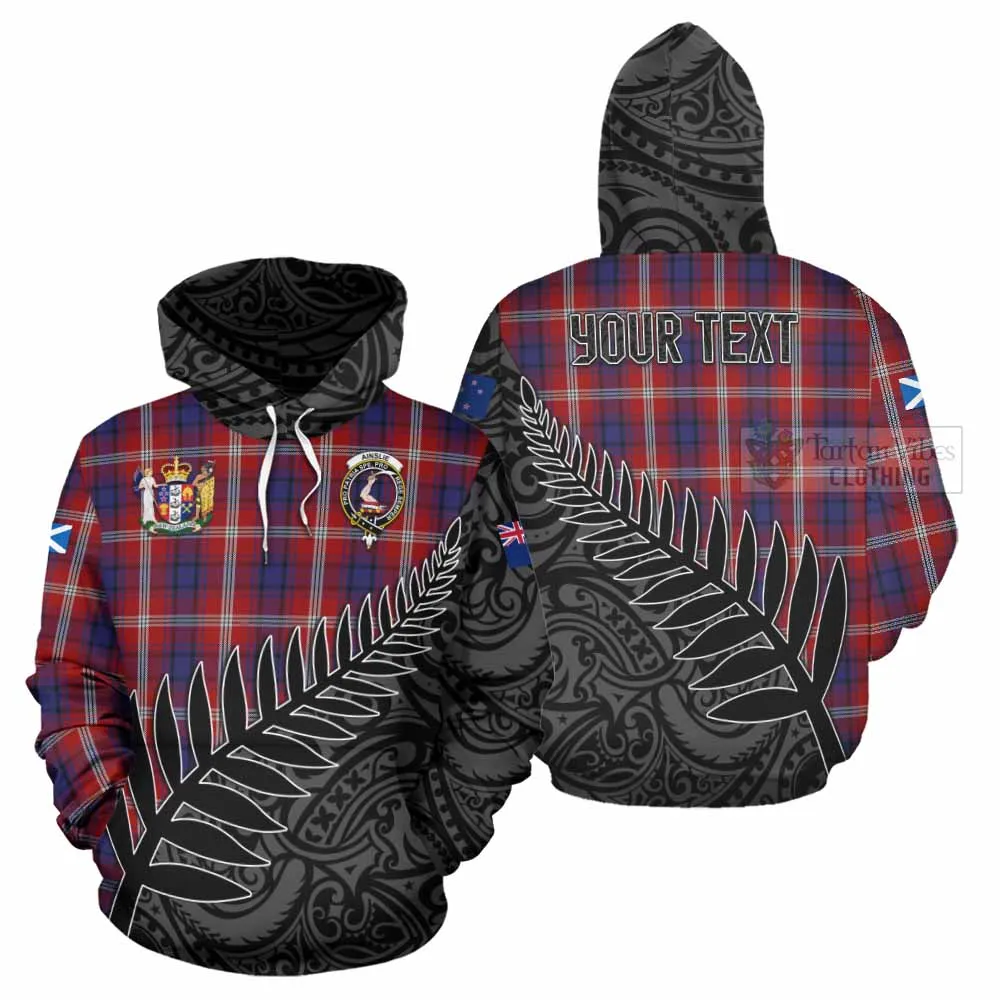 Ainslie Crest Tartan Hoodie with New Zealand Silver Fern Half Style