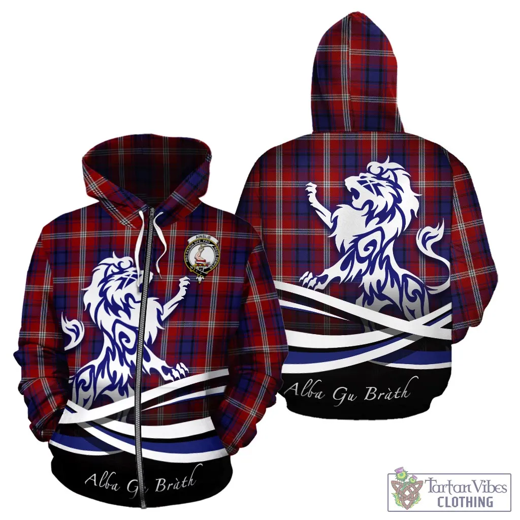 Ainslie Tartan Hoodie with Alba Gu Brath Regal Lion Emblem