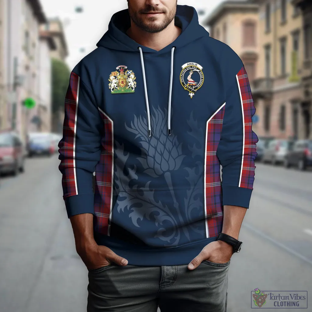 Ainslie Tartan Hoodie with Family Crest and Scottish Thistle Vibes Sport Style