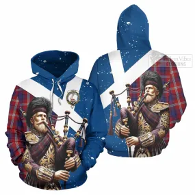 Ainslie Tartan Hoodie with Family Crest Scottish Bagpiper Vibes