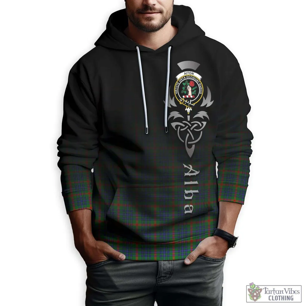 Aiton Tartan Hoodie Featuring Alba Gu Brath Family Crest Celtic Inspired