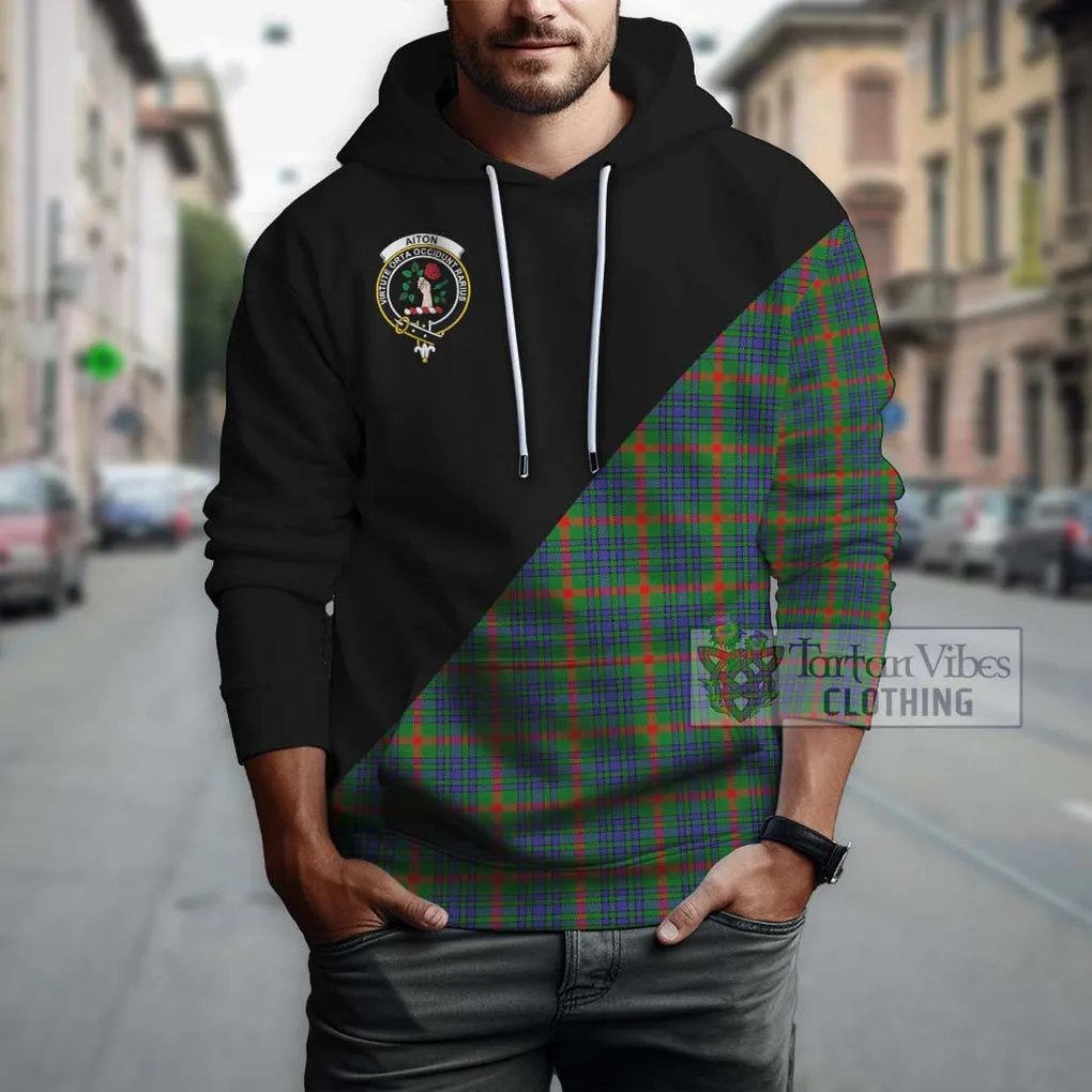 Aiton Tartan Hoodie with Family Crest and Military Logo Style