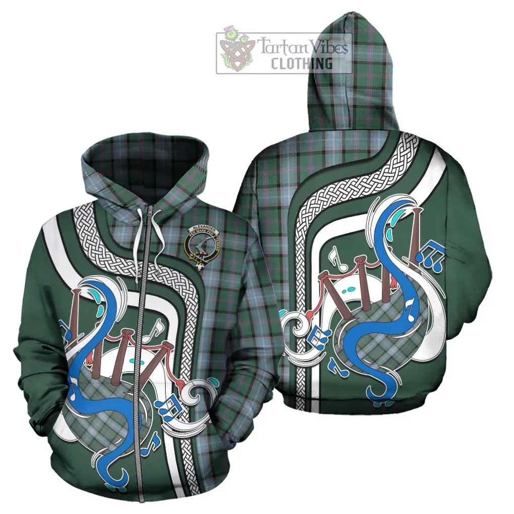 Alexander of Menstry Hunting Tartan Hoodie with Epic Bagpipe Style