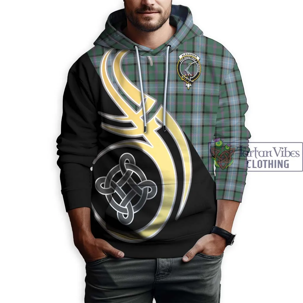 Alexander of Menstry Hunting Tartan Hoodie with Family Crest and Celtic Symbol Style