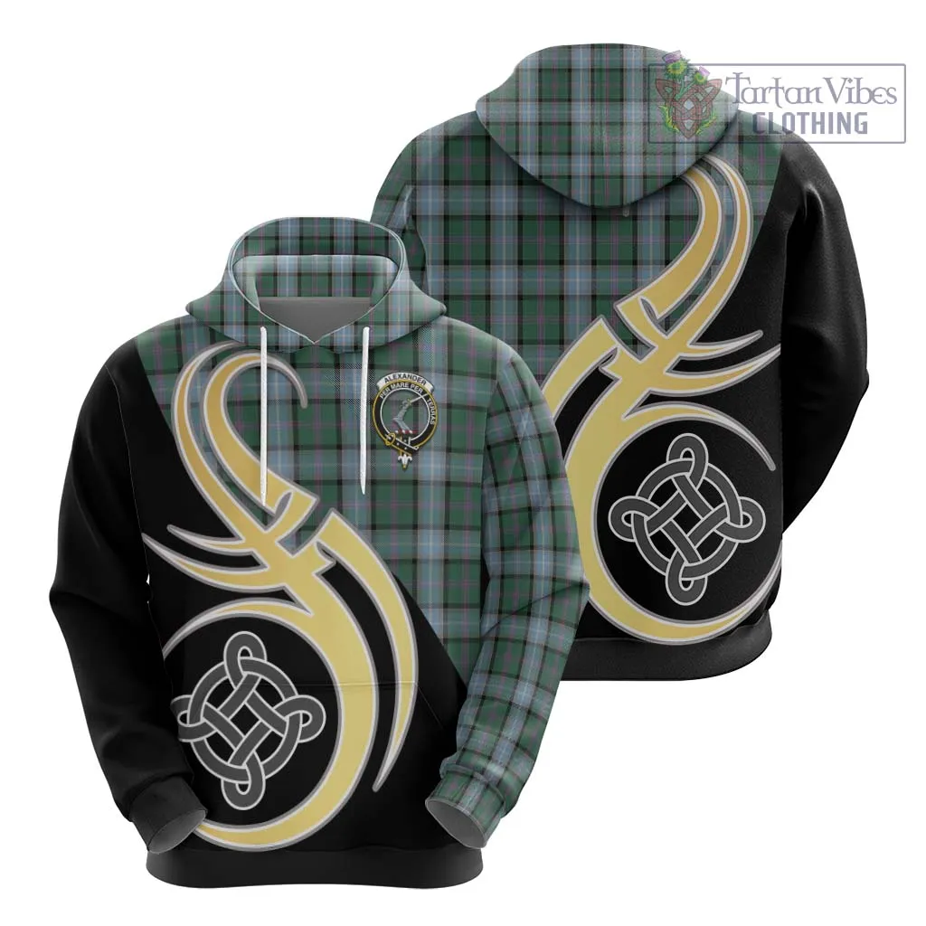 Alexander of Menstry Hunting Tartan Hoodie with Family Crest and Celtic Symbol Style