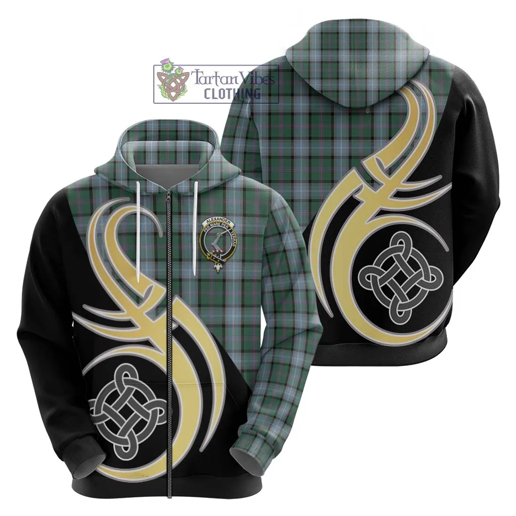 Alexander of Menstry Hunting Tartan Hoodie with Family Crest and Celtic Symbol Style