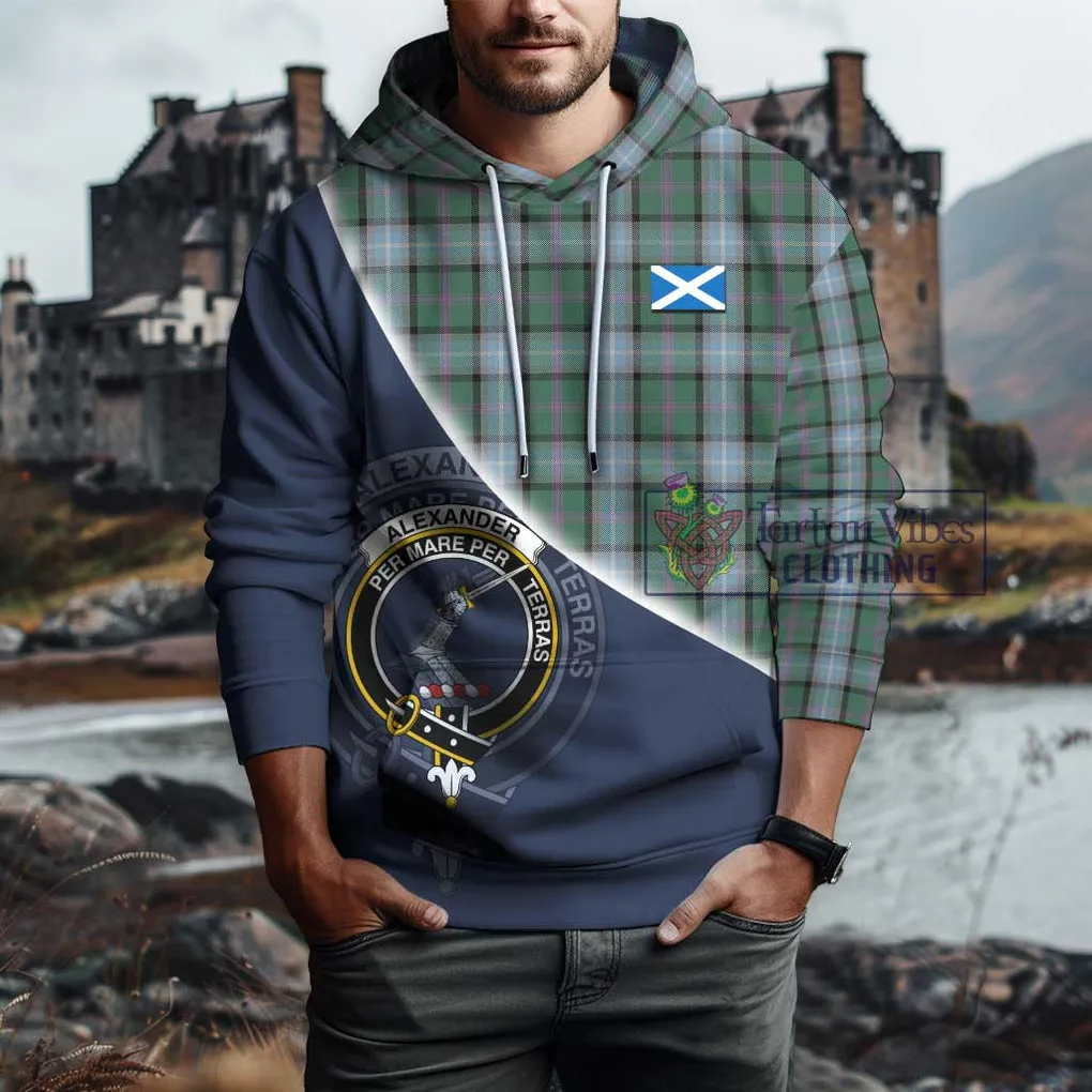 Alexander of Menstry Hunting Tartan Hoodie with Personalised National Flag and Family Crest Half Style