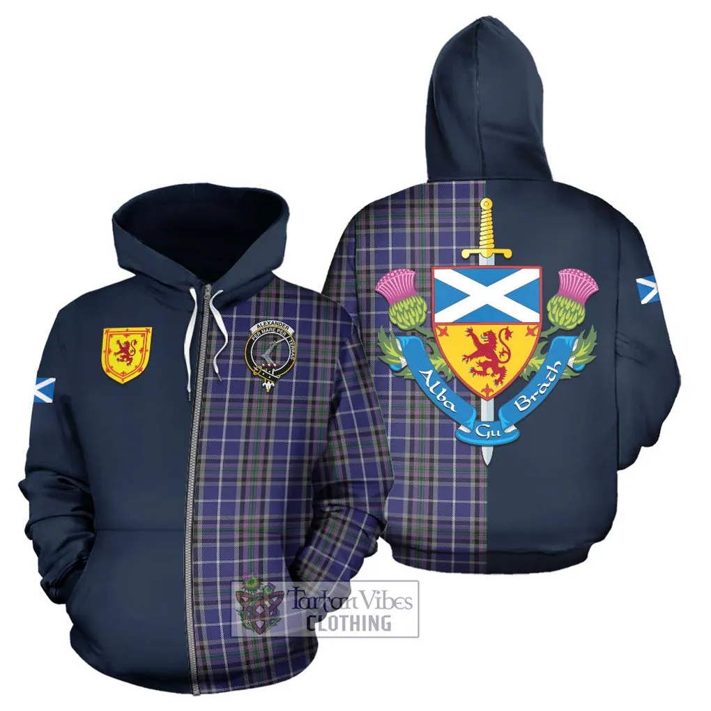 Alexander of Menstry Tartan Hoodie Alba with Scottish Lion Royal Arm Half Style