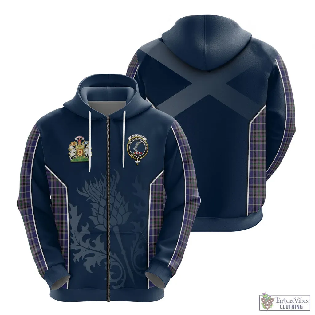 Alexander of Menstry Tartan Hoodie with Family Crest and Scottish Thistle Vibes Sport Style