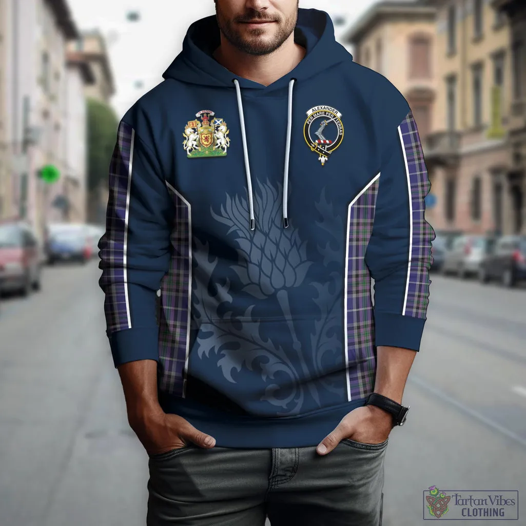 Alexander of Menstry Tartan Hoodie with Family Crest and Scottish Thistle Vibes Sport Style