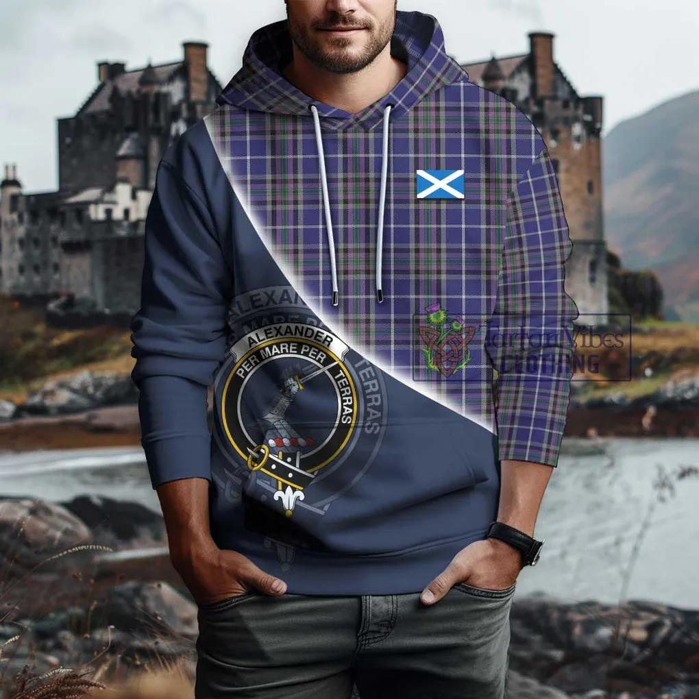 Alexander of Menstry Tartan Hoodie with Personalised National Flag and Family Crest Half Style