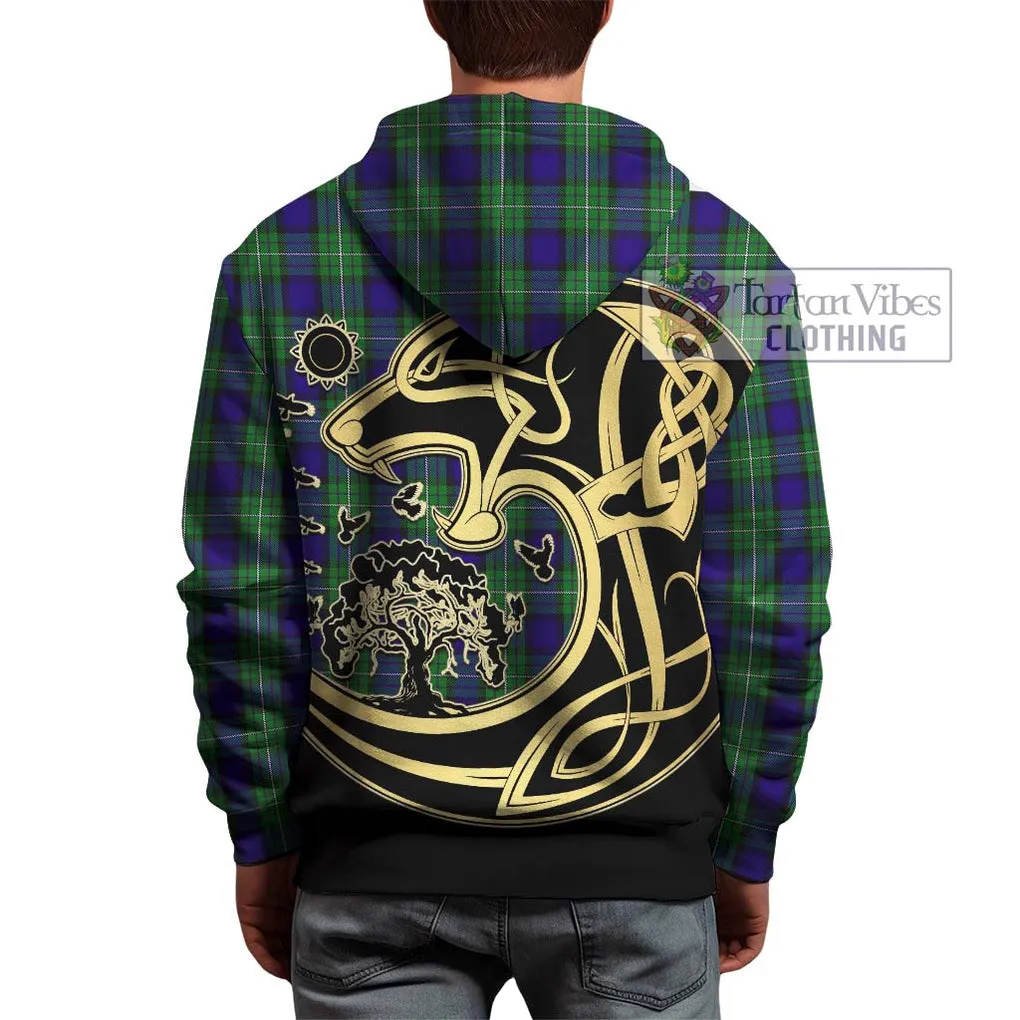 Alexander Tartan Hoodie with Family Crest Celtic Wolf Style