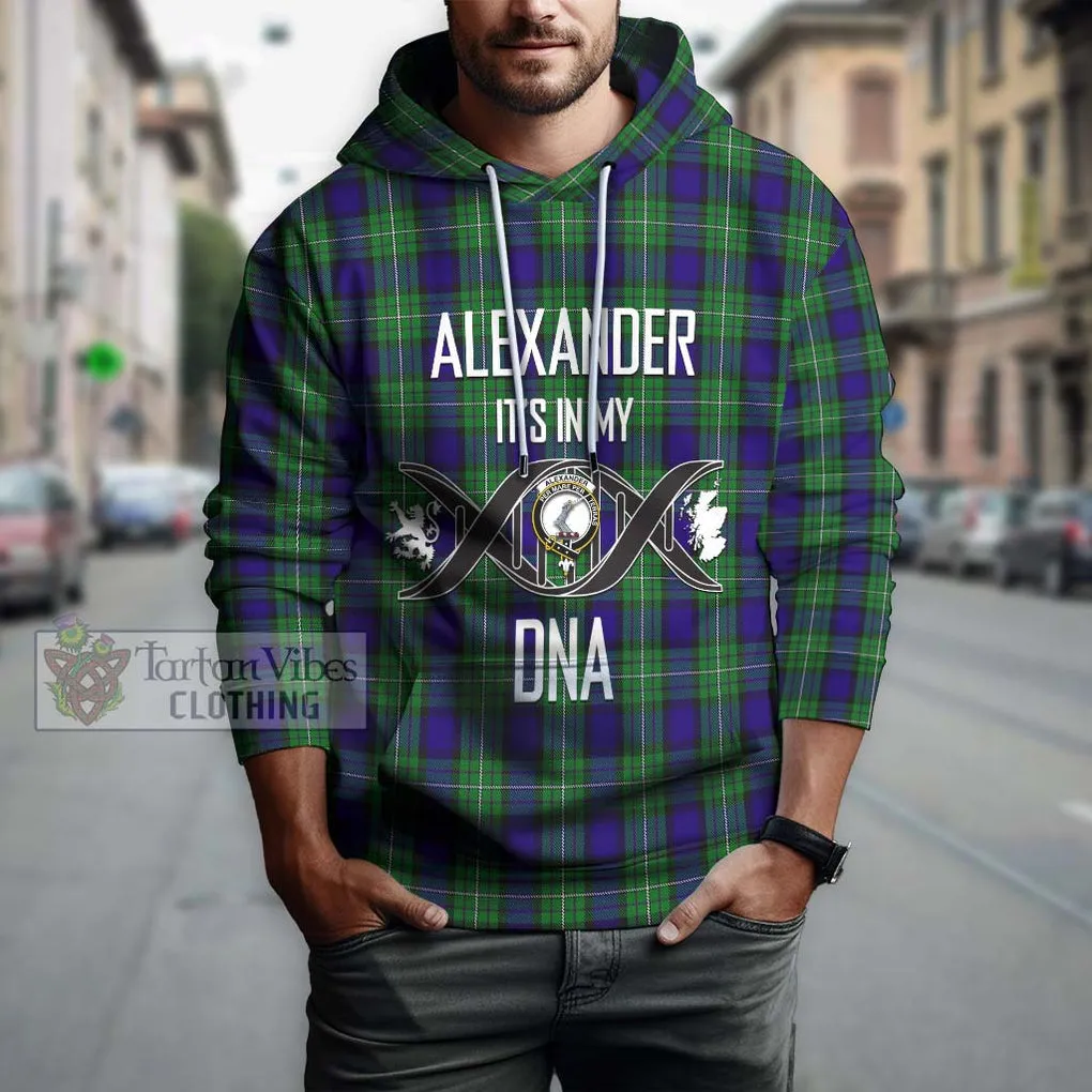 Alexander Tartan Hoodie with Family Crest DNA In Me Style