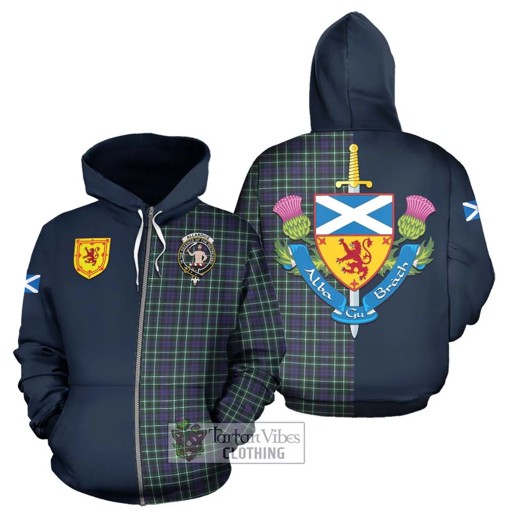 Allardice Tartan Hoodie Alba with Scottish Lion Royal Arm Half Style