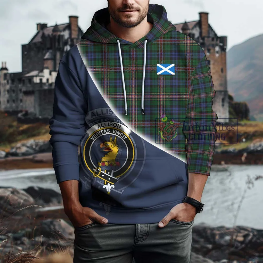 Allison Tartan Hoodie with Personalised National Flag and Family Crest Half Style