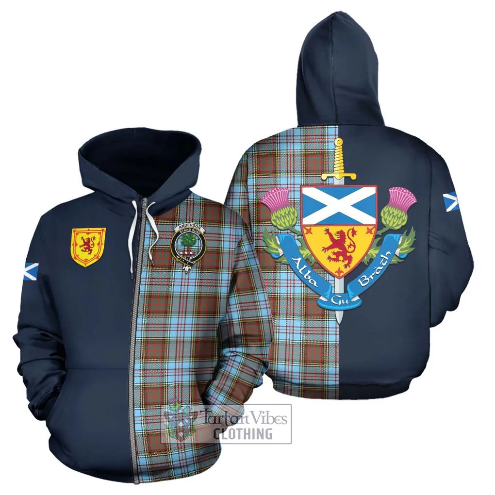 Anderson Ancient Tartan Hoodie Alba with Scottish Lion Royal Arm Half Style