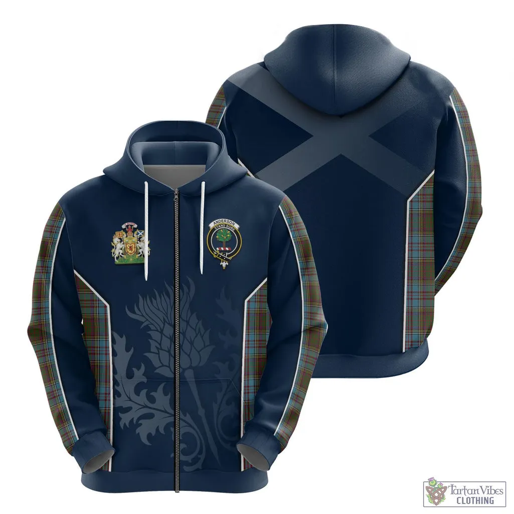 Anderson Tartan Hoodie with Family Crest and Scottish Thistle Vibes Sport Style