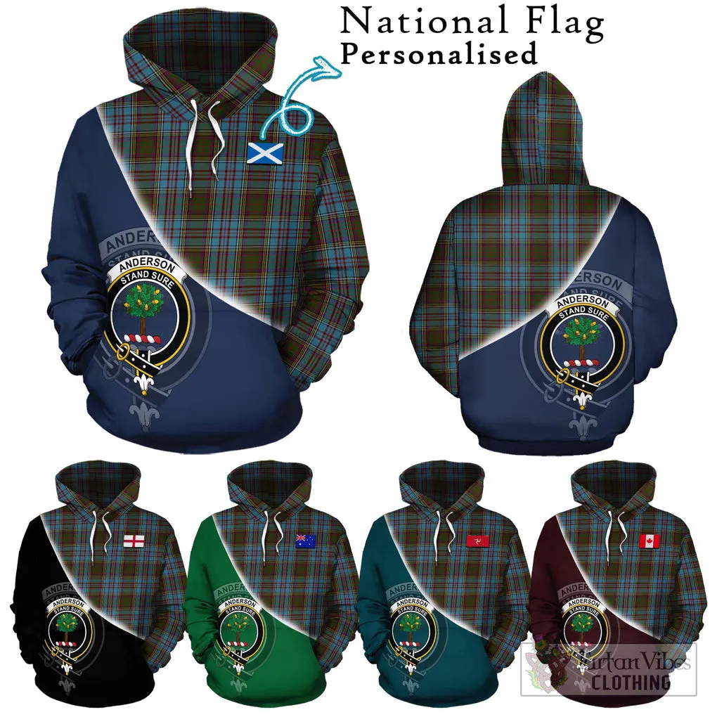 Anderson Tartan Hoodie with Personalised National Flag and Family Crest Half Style