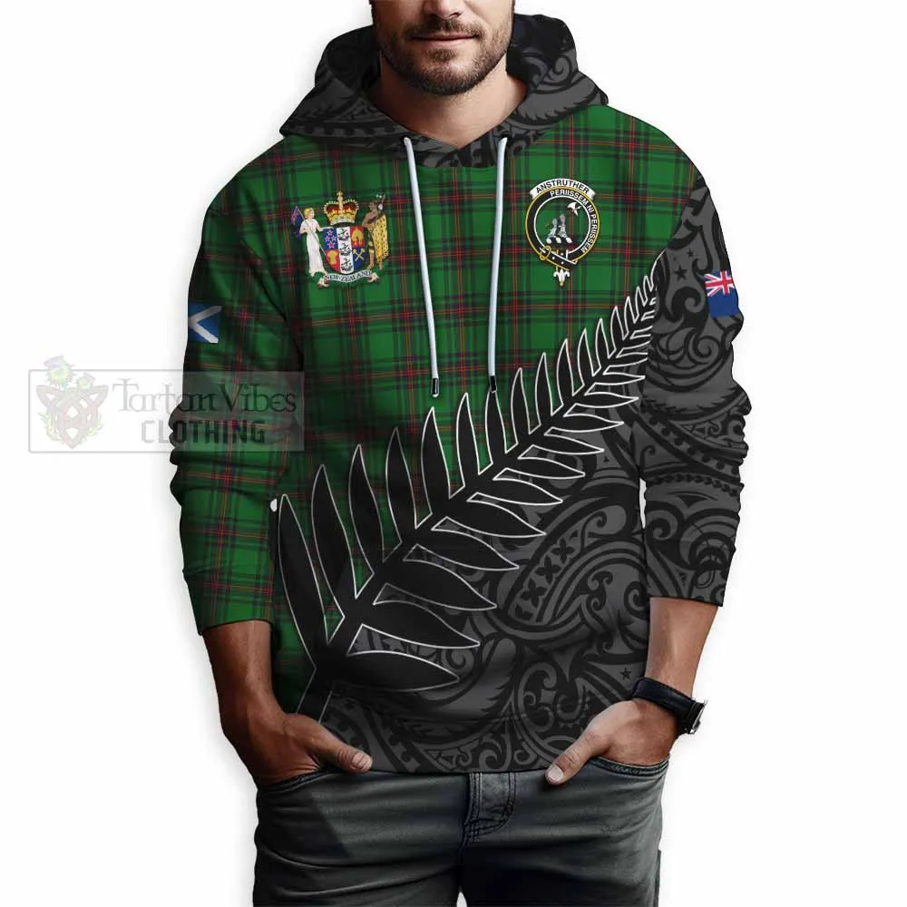 Anstruther Crest Tartan Hoodie with New Zealand Silver Fern Half Style